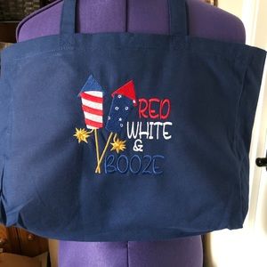 Gorgeous Embroidered Navy Canvas Tote
